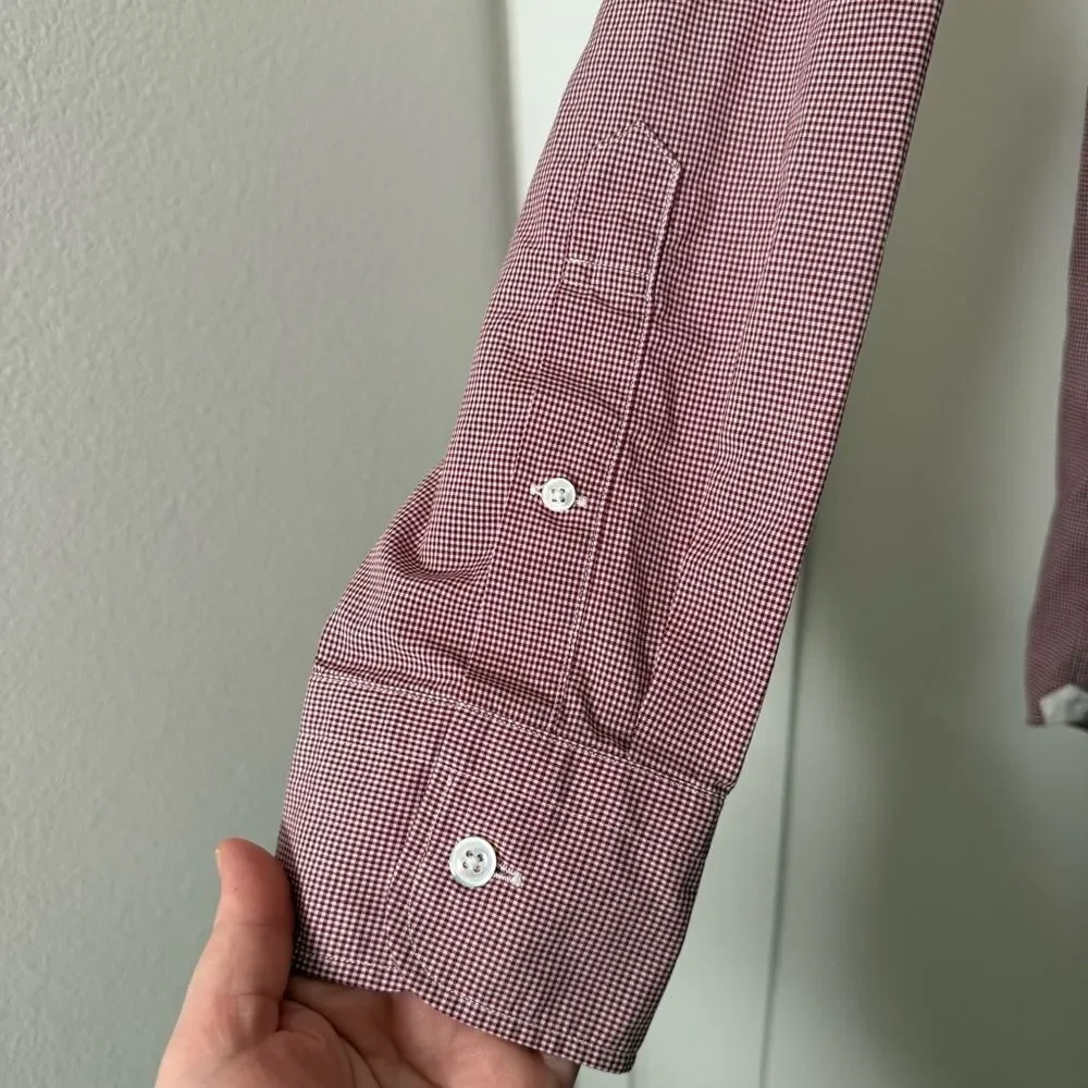 Thomas Mason J Crew Shirt Mens Sz L Red Gingham Checkered Long Sleeve Office